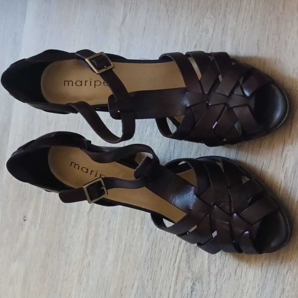 Maripe Leather Strappy Heels Size 7.5 M